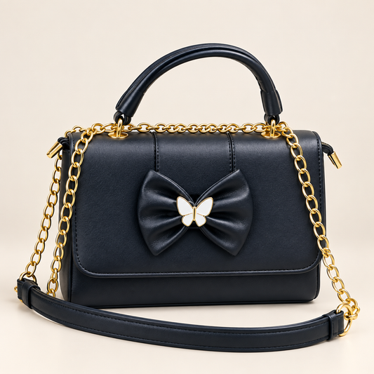 Classic Black Elegant Bow Charm Women’s Shoulder & Crossbody Bag
