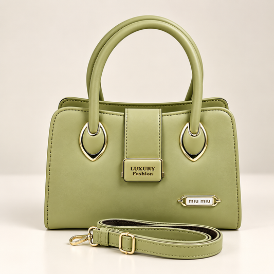 Sage Green Elegant Structured Women’s Handbag with Adjustable Shoulder Strap