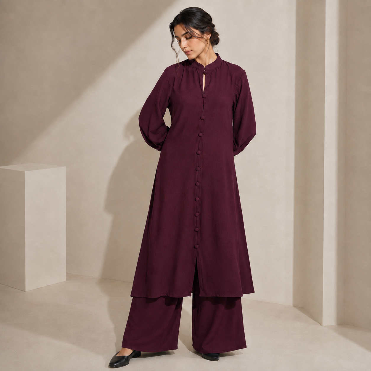 Thai Cotton Solid Co-Ord Set – Royal Plum