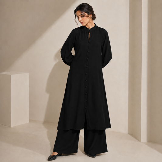 Thai Cotton Solid Co-Ord Set – Midnight Noir