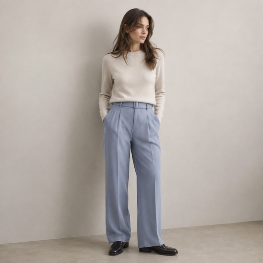 Premium Korean Wide Leg Pant | Mist Blue