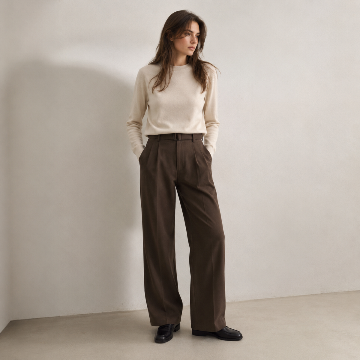 Premium Korean Wide Leg Pant | Coffee Brown