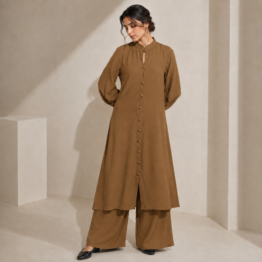 Thai Cotton Solid Co-Ord Set – Desert Camel