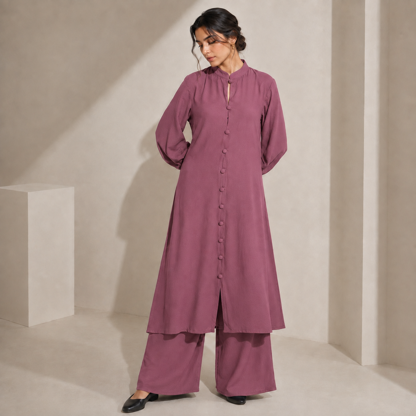 Thai Cotton Solid Co-Ord Set – Vintage Rose