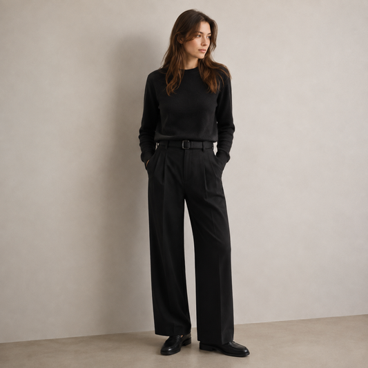 Premium Korean Wide Leg Pant | Jet Black