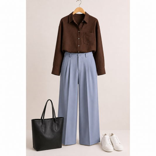 Powder Blue Wide Leg Pant