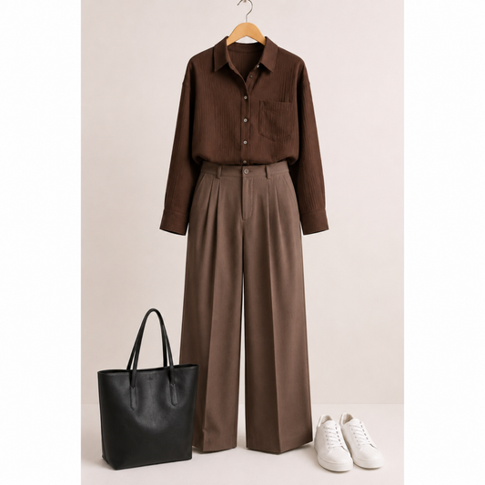 Mocha Brown Wide Leg Pant